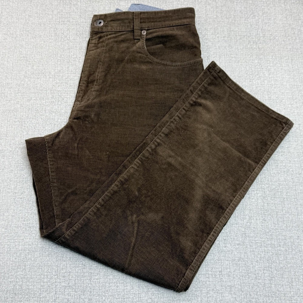L.L.Bean Brown Corduroy Pants Mens 36x29 Natural Fit Stretch Cotton 502838